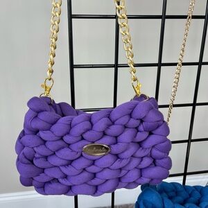 Purple handmade finger knit purse(New)